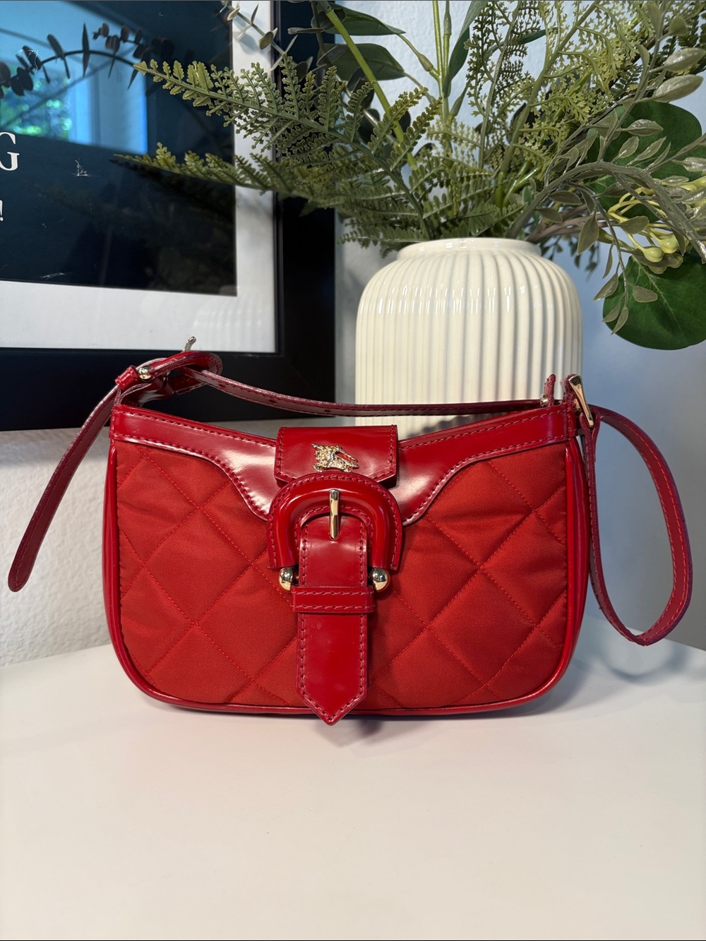 Burberry Sophie Small Diamond Quilted & Leather Trim Shoulder Bag